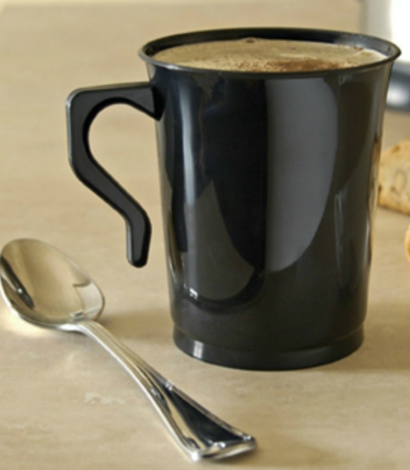 Zappy 8 oz Plastic Coffee Cups Teacup Coffee Mugs Unbreakable Reusable Coffee Cup & Recyclable Disposable Coffee Cups Plastic Coffee Mugs Cappuccino Cups Plastic Mugs Espresso Cups Tea Cups (Black, 40 Ct) - Image 1